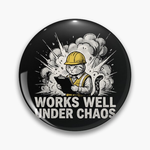 Item preview, Works Well Under Chaos Cat Hard Hat Grunge Funny Office Art designed and sold by cabana.space.