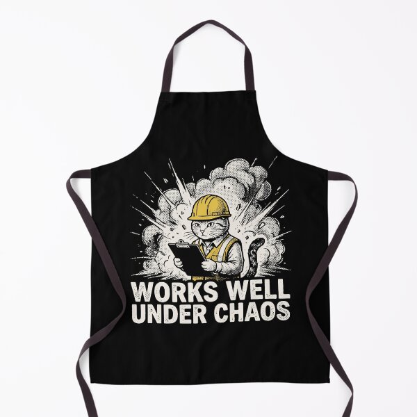 Item preview, Works Well Under Chaos Cat Hard Hat Grunge Funny Office Art designed and sold by cabana.space.