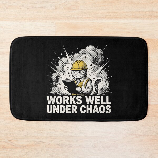 Item preview, Works Well Under Chaos Cat Hard Hat Grunge Funny Office Art designed and sold by cabana.space.