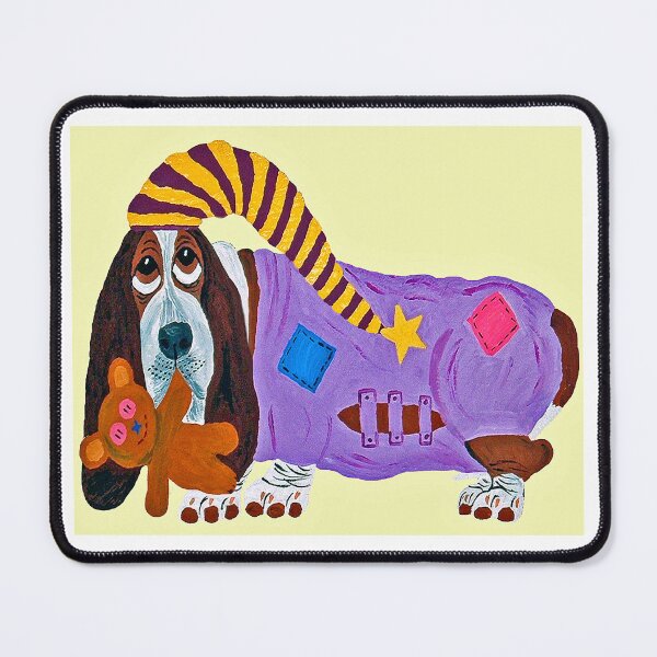 Item preview, Basset Hound in PJs with teddy bear designed and sold by Squirreldumplings.