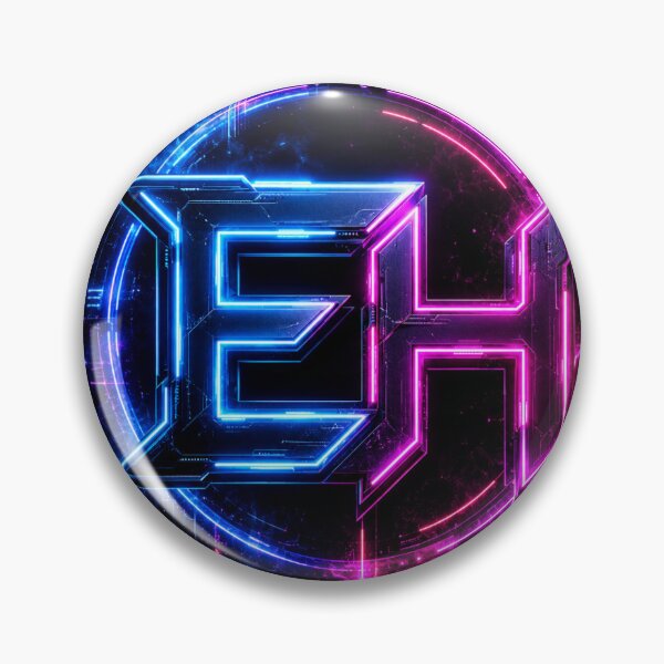 Item preview, Neon Cyberpunk EH Logo on Black Background | Futuristic Electric Initials Design designed and sold by Joyfulfabric.