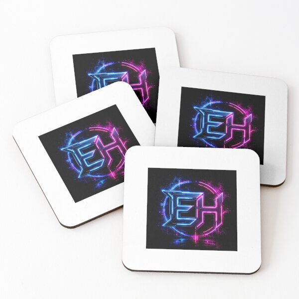 Item preview, Neon Cyberpunk EH Logo on Black Background | Futuristic Electric Initials Design designed and sold by Joyfulfabric.
