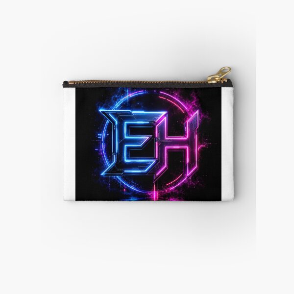 Item preview, Neon Cyberpunk EH Logo on Black Background | Futuristic Electric Initials Design designed and sold by Joyfulfabric.
