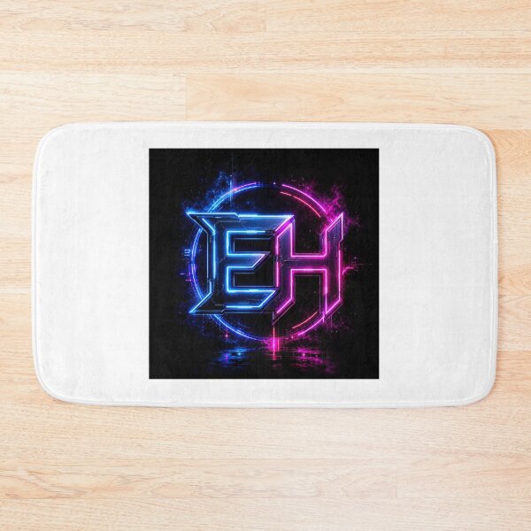 Item preview, Neon Cyberpunk EH Logo on Black Background | Futuristic Electric Initials Design designed and sold by Joyfulfabric.