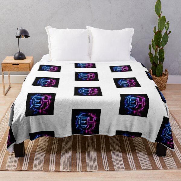 Item preview, Neon Cyberpunk EH Logo on Black Background | Futuristic Electric Initials Design designed and sold by Joyfulfabric.