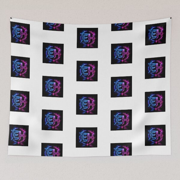 Item preview, Neon Cyberpunk EH Logo on Black Background | Futuristic Electric Initials Design designed and sold by Joyfulfabric.