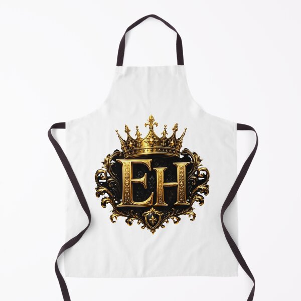Item preview, Royal Gold Crown EH Monogram on Black Background | Luxury King Initials Emblem designed and sold by Joyfulfabric.