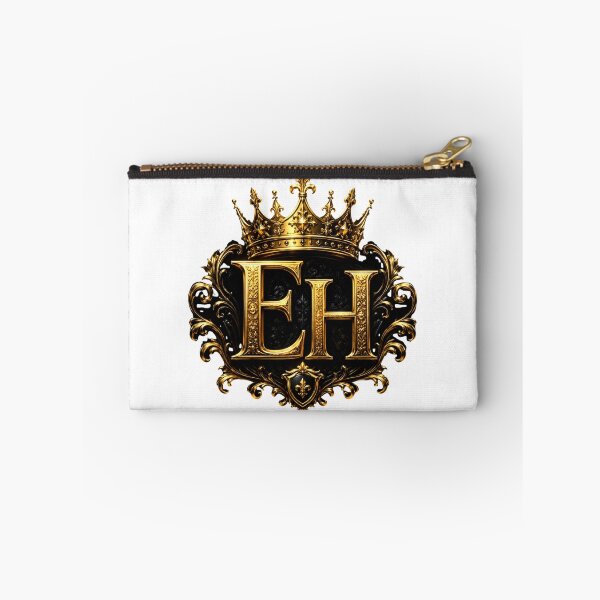 Item preview, Royal Gold Crown EH Monogram on Black Background | Luxury King Initials Emblem designed and sold by Joyfulfabric.