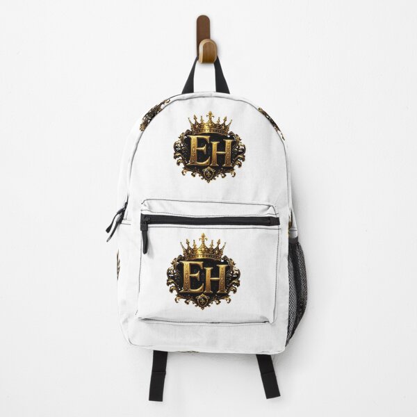 Item preview, Royal Gold Crown EH Monogram on Black Background | Luxury King Initials Emblem designed and sold by Joyfulfabric.