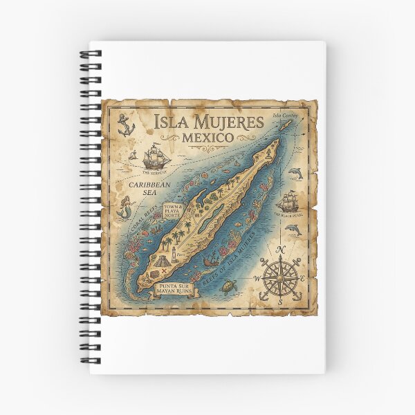 Item preview, Isla Mujeres Map Vintage Nautical Treasure Art designed and sold by DuckOddity.