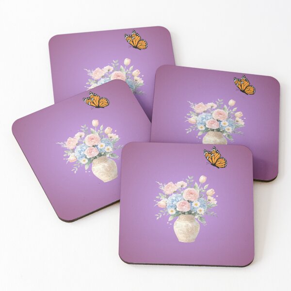 Item preview, Watercolor Floral Bouquet with Monarch Butterfly on Purple  designed and sold by carestazafeli.