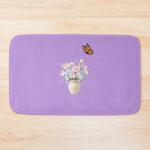 Item preview, Watercolor Floral Bouquet with Monarch Butterfly on Purple  designed and sold by carestazafeli.
