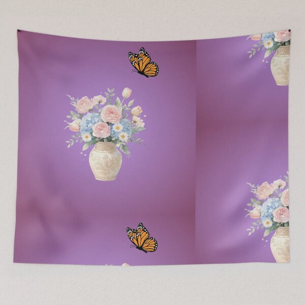 Item preview, Watercolor Floral Bouquet with Monarch Butterfly on Purple  designed and sold by carestazafeli.