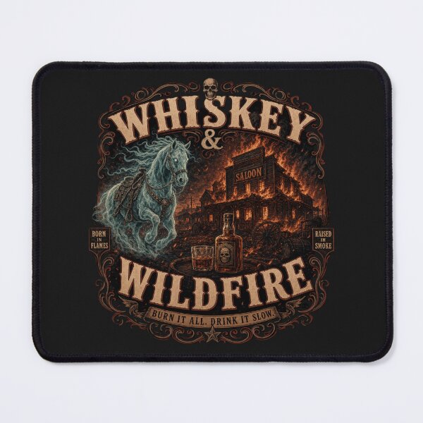 Item preview, Whiskey & Wildfire – Burning Saloon Ghost Horse Western Skeleton Design designed and sold by GardenReign.
