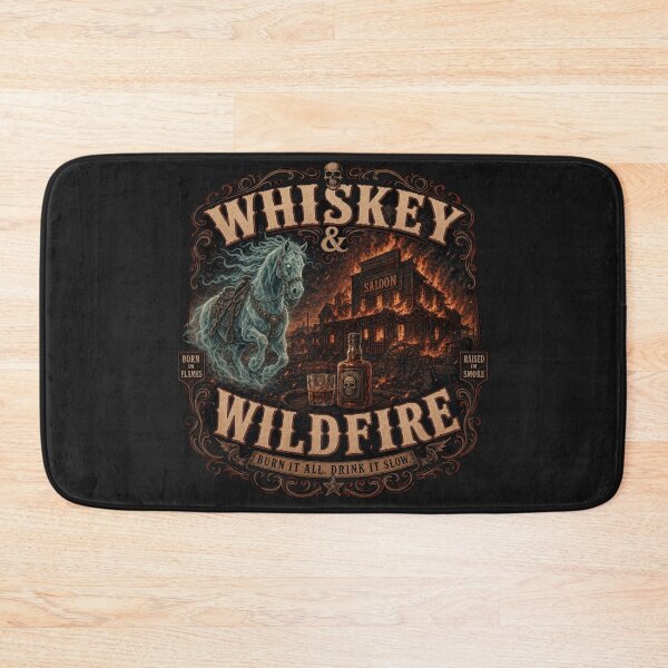 Item preview, Whiskey & Wildfire – Burning Saloon Ghost Horse Western Skeleton Design designed and sold by GardenReign.