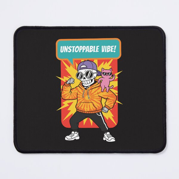 Item preview, "Unstoppable Vibe" Cool Kawaii Skeleton Cat Retro Comic Art designed and sold by Cipher & Soul.
