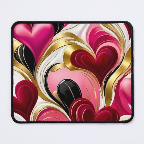 Item preview, 3D Abstract Heart Pattern Metallic Gold Black Pink Red Fluid Wave Design designed and sold by Good Vibes .