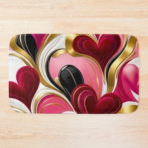 Item preview, 3D Abstract Heart Pattern Metallic Gold Black Pink Red Fluid Wave Design designed and sold by Good Vibes .