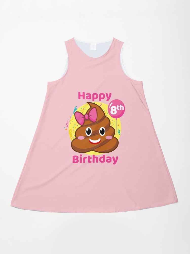 8th Birthday Girl - Pink Bow Poop Emoji" A-Line Dress for Sale by melsens |  Redbubble