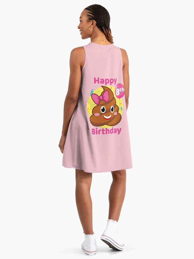8th Birthday Girl - Pink Bow Poop Emoji" A-Line Dress for Sale by melsens |  Redbubble