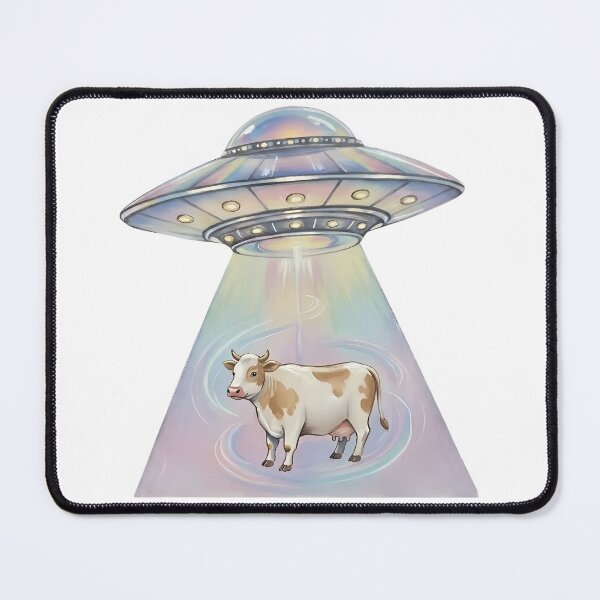 Item preview, Cow Abduction UFO Iridescent Alien Art designed and sold by GymTanLaundry.