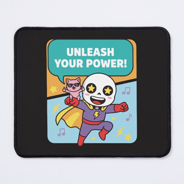 Item preview, "Unleash Your Power" Cute Superhero Skeleton Kawaii Art designed and sold by Cipher & Soul.