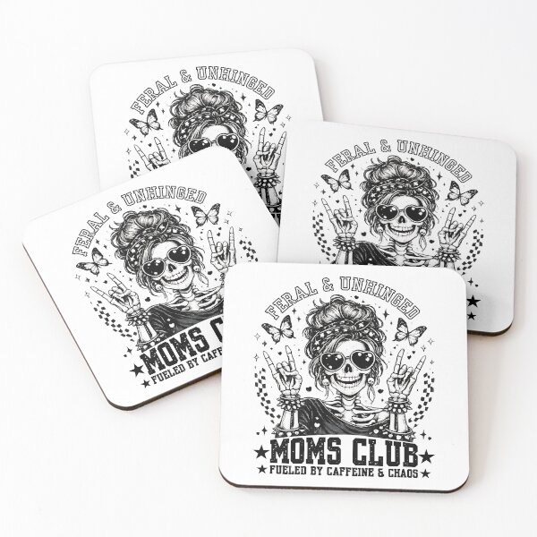 Item preview, Feral And Unhinged Moms Club Shirt Funny Chaos Mom Skeleton Graphic Tee designed and sold by Teetreasure2.