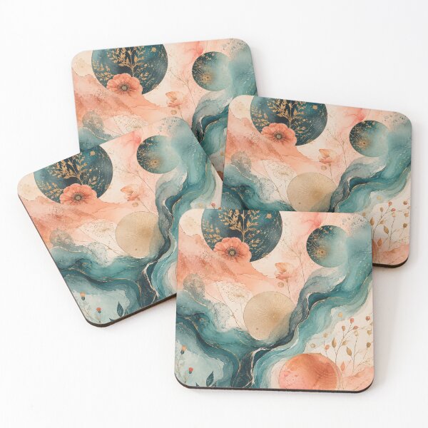 Item preview, Celestial Tide Bloom – Luxury Abstract Watercolor Botanical Illustration designed and sold by Dream Bloom Gallery.