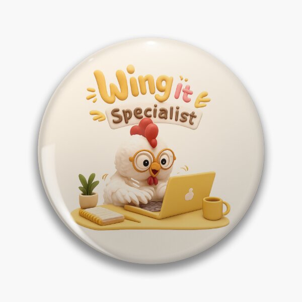 Item preview, Wing It Specialist | Cute Chicken Laptop CGI Sticker designed and sold by Moons Studio.