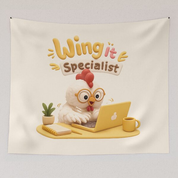 Item preview, Wing It Specialist | Cute Chicken Laptop CGI Sticker designed and sold by Moons Studio.