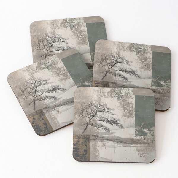 Item preview, Wabi sabi and japandi inspired abstract geometric art with tree designed and sold by filigreedigital.