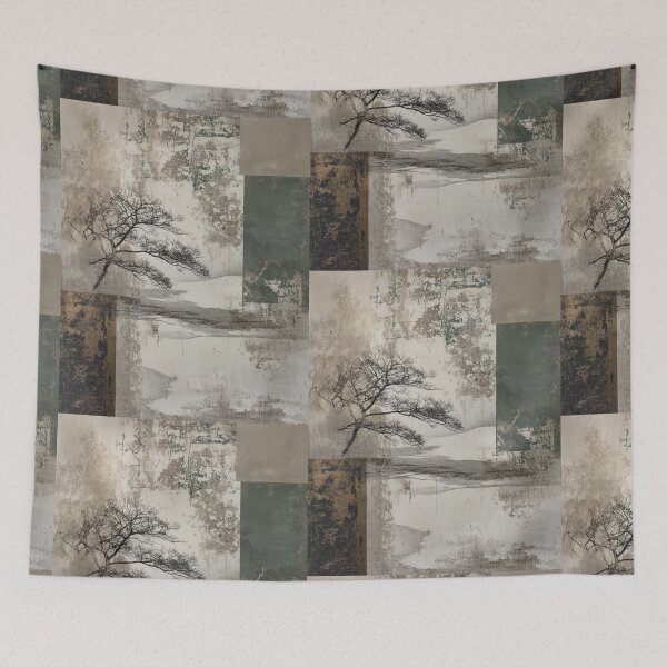 Item preview, Wabi sabi and japandi inspired abstract geometric art with tree designed and sold by filigreedigital.