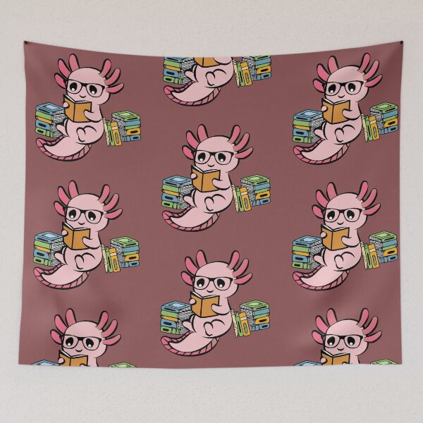 Artikelvorschau, Niedlicher Axolotl im Kawaii-Stil – Lesender Axolotl – Fröhlicher rosa Axolotl im Anime-Stil entworfen und verkauft von VectorJoy.