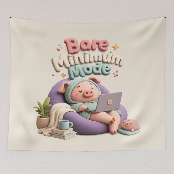 Item preview, Bare Minimum Mode Cute Pig Laptop | Lazy Piggy 3D CGI Aesthetic designed and sold by Moons Studio.