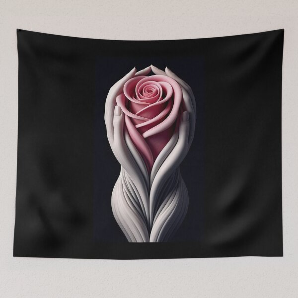 Item preview, Delicate Protection - Hands Holding Pink Rose Art designed and sold by Silence has weight.