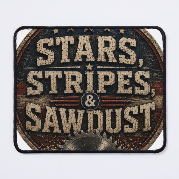 Item preview, Stars Stripes and Sawdust - Patriotic Woodworker Shirt designed and sold by Drawn-Measured.