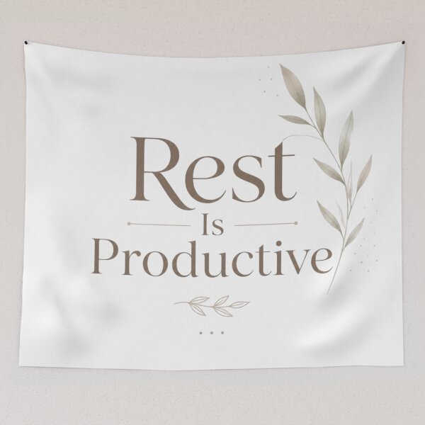 Item preview, Rest Is Productive | Cozy Self-Care Minimalist Quote designed and sold by Irene Catchmind.
