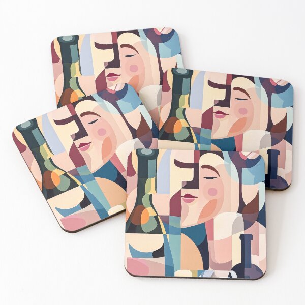 Item preview, Wine and Woman in Cubist Style designed and sold by FlaskLab.
