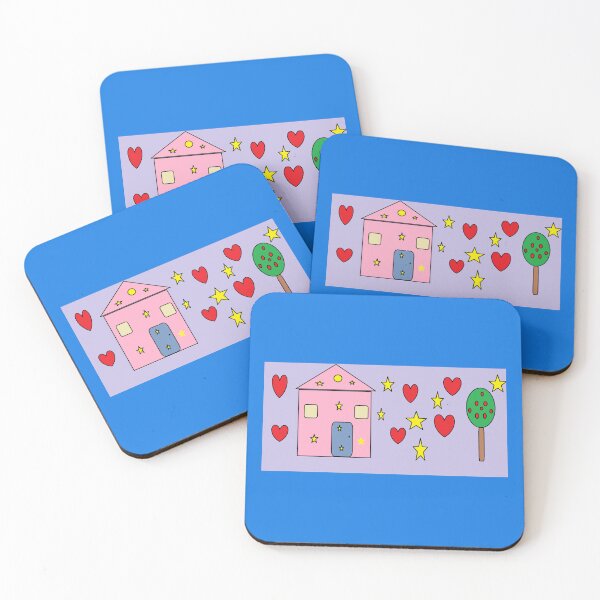 Item preview, Cute Pink House Drawing for Kids | Easy Cartoon Art with Hearts & Stars designed and sold by MahiDigitalArts.