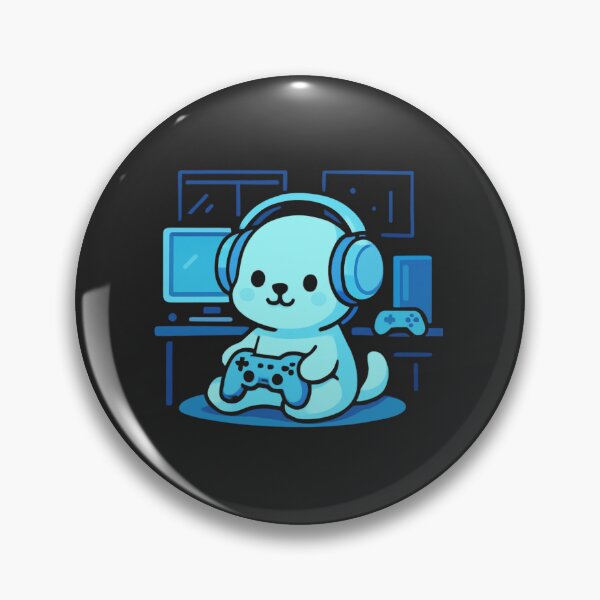 Item preview, Neon Gaming Puppy | Chibi Gamer Setup designed and sold by Noxivora.