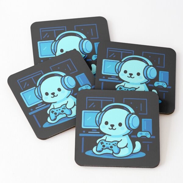 Item preview, Neon Gaming Puppy | Chibi Gamer Setup designed and sold by Noxivora.