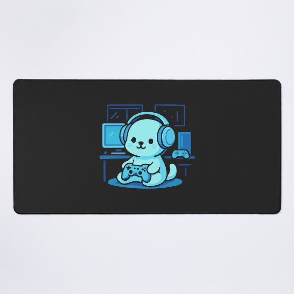 Item preview, Neon Gaming Puppy | Chibi Gamer Setup designed and sold by Noxivora.