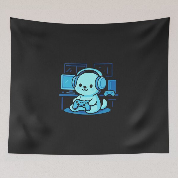 Item preview, Neon Gaming Puppy | Chibi Gamer Setup designed and sold by Noxivora.