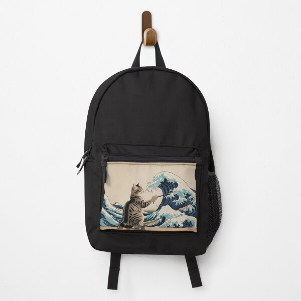 Item preview, Ukiyo-e Artist Cat Painting Ocean Waves Japanese Style Illustration designed and sold by LEO'S CREATURE れおずくりーちゃー.