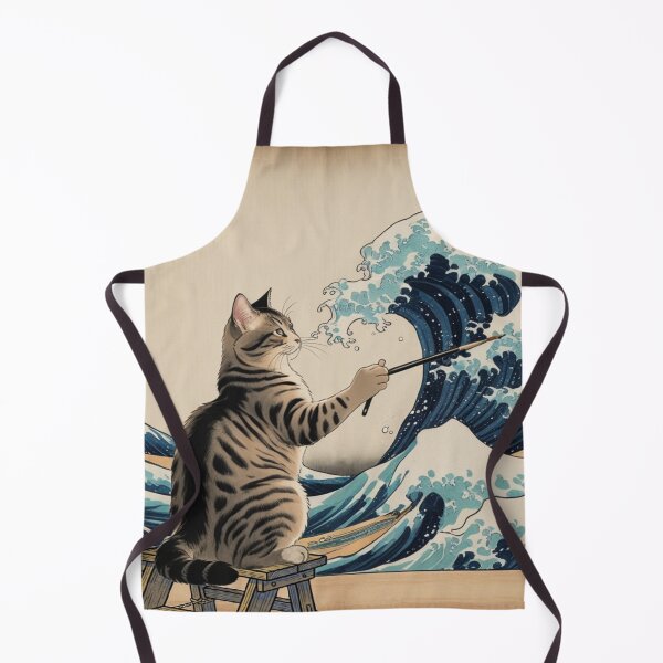 Item preview, Ukiyo-e Artist Cat Painting Ocean Waves Japanese Style Illustration designed and sold by LEO'S CREATURE れおずくりーちゃー.
