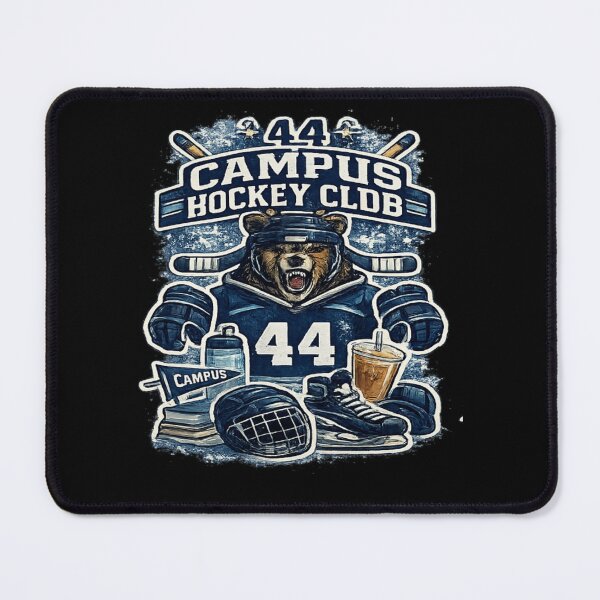 Item preview, Campus Hockey Club Bear Mascot Vintage Varsity Ice Hockey Design designed and sold by Artbysarmina.