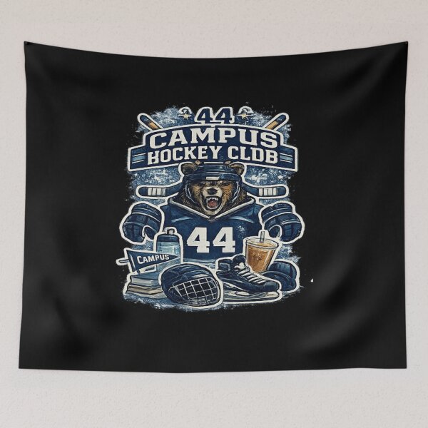 Item preview, Campus Hockey Club Bear Mascot Vintage Varsity Ice Hockey Design designed and sold by Artbysarmina.
