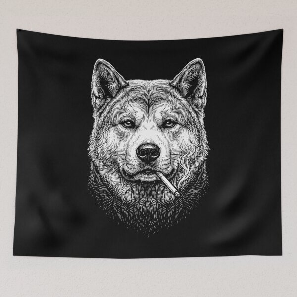 Item preview, Funny Akita Smoking Meme Dog Owner designed and sold by DoodleTortle.