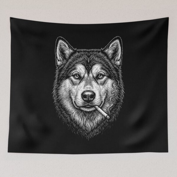 Item preview, Funny Alaskan Malamute Smoking Meme Dog Owner designed and sold by DoodleTortle.