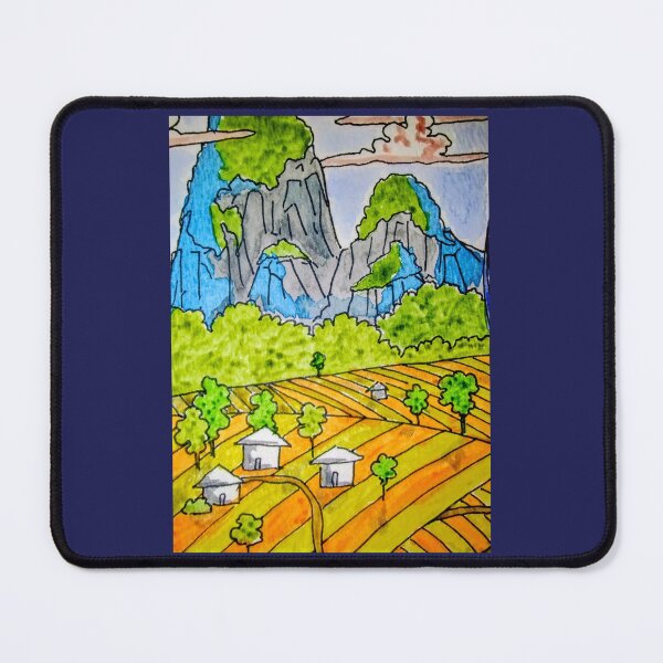 Item preview, Village Fields and Mountains designed and sold by ThoughtandDrawn.
